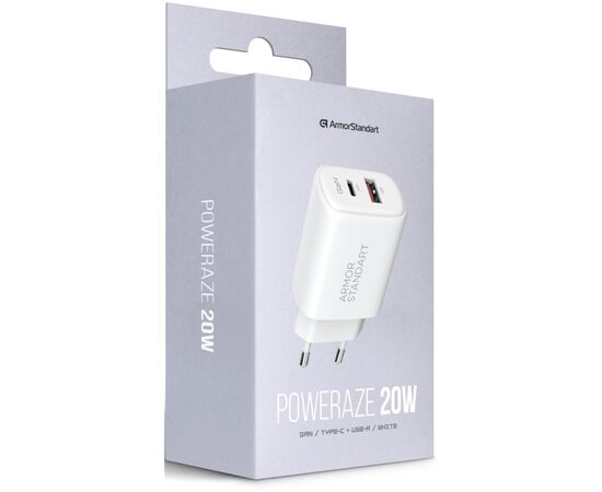 Зарядное устройство Armorstandart 1xUSB-C PD25W + 1xUSB QC3.0 GaN white (ARM87066), изображение 5