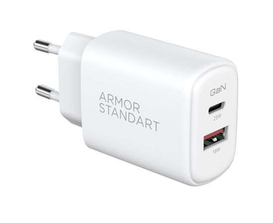 Зарядний пристрій Armorstandart 1xUSB-C PD20W + 1xUSB QC3.0 GaN white (ARM87067), зображення 4
