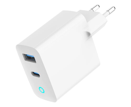 Зарядное устройство Gembird 1xUSB-C PD30W + 1xUSB QC3.0 LED white (TA-UC-PDQC30L-W-01), изображение 3