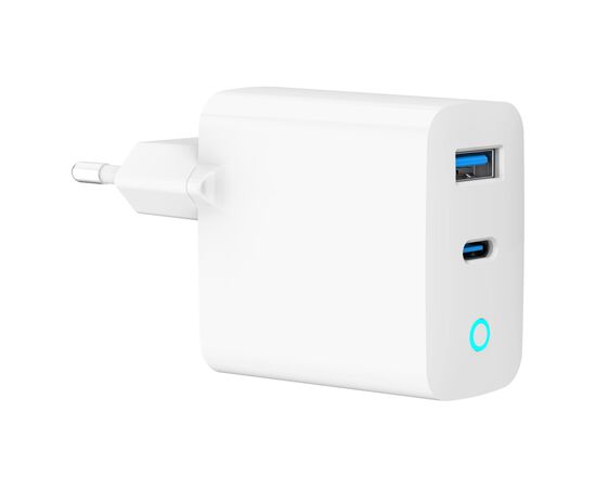 Зарядное устройство Gembird 1xUSB-C PD30W + 1xUSB QC3.0 LED white (TA-UC-PDQC30L-W-01), изображение 4
