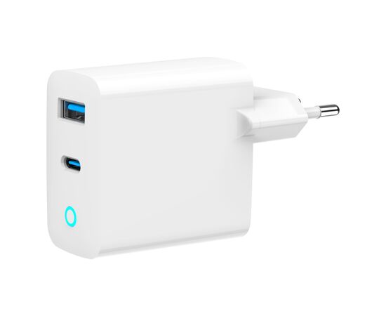 Зарядное устройство Gembird 1xUSB-C PD30W + 1xUSB QC3.0 LED white (TA-UC-PDQC30L-W-01)