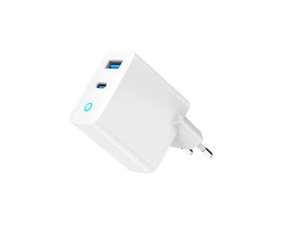 Зарядное устройство Gembird 1xUSB-C PD45W + 1xUSB QC3.0 white (TA-UC-PDQC45L-W-01), изображение 2