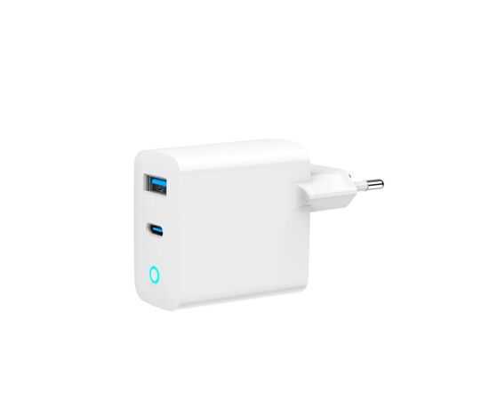 Зарядное устройство Gembird 1xUSB-C PD45W + 1xUSB QC3.0 white (TA-UC-PDQC45L-W-01)