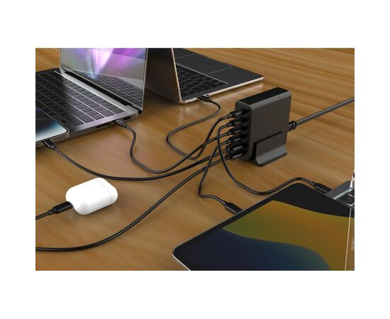 Зарядное устройство Gembird 4xUSB-C PD25W + 2xUSB QC3.0 18W black (TA-UC-2A4C-PD75-01-BK), изображение 4