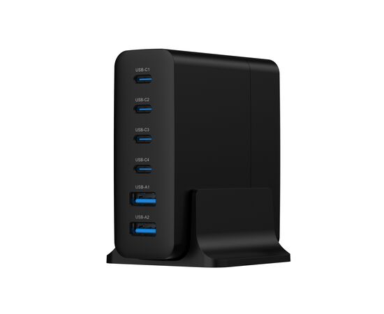Зарядное устройство Gembird 4xUSB-C PD25W + 2xUSB QC3.0 18W black (TA-UC-2A4C-PD75-01-BK)