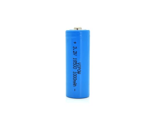 Аккумулятор 18500 1000mAh, LiFePO4, TipTop, 3.2V, Blue Vipow (IFR18500-600mAhTT)