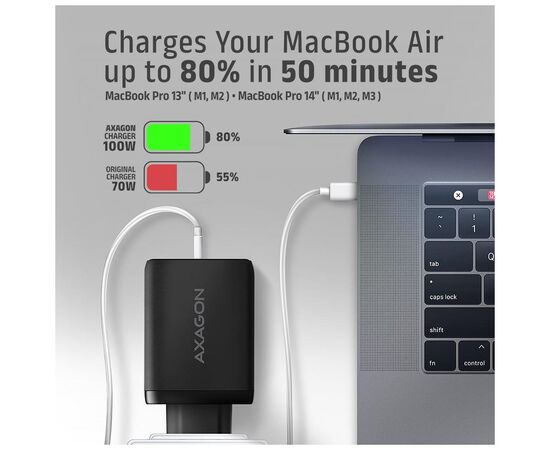 Зарядное устройство AXAGON 1xUSB + 2xUSB-C 100W QC4+ PD3.0 PPS black (ACU-DPQ100), изображение 8