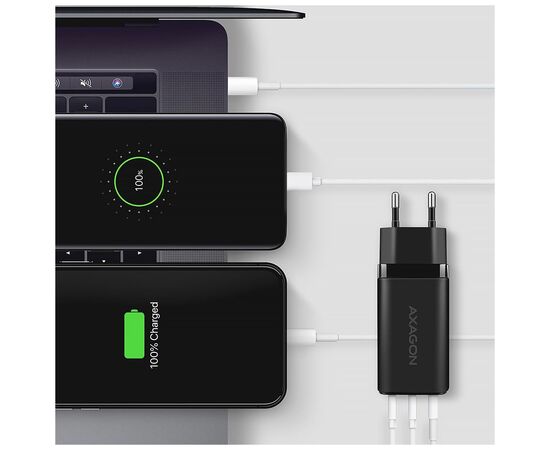 Зарядное устройство AXAGON 1xUSB + 2xUSB-C 65W QC4+ PD3.0 PPS black (ACU-DPQ65), изображение 7