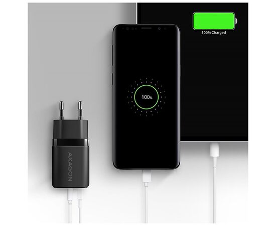 Зарядное устройство AXAGON 1xUSB QC3.0 + 1xUSB-C PD20W black (ACU-PQ20), изображение 7