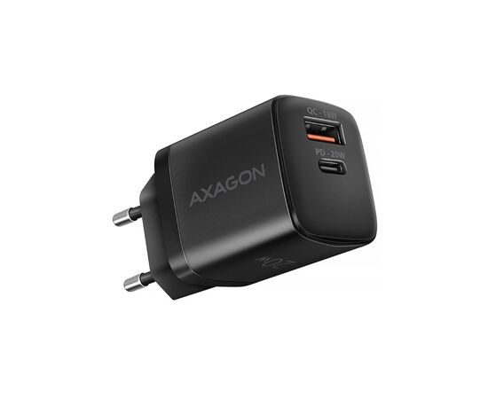 Зарядное устройство AXAGON 1xUSB QC3.0 + 1xUSB-C PD20W black (ACU-PQ20)