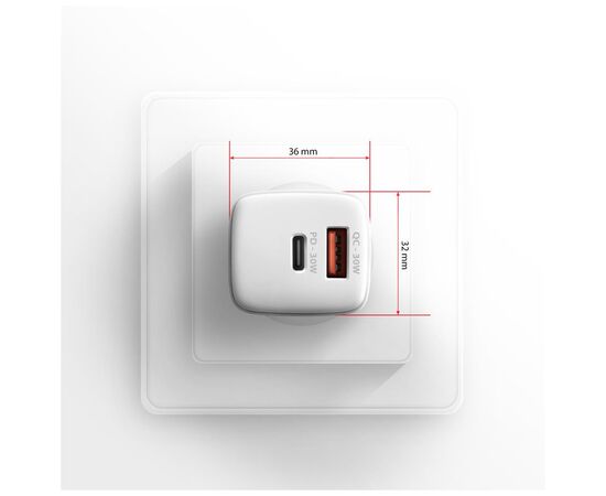 Зарядное устройство AXAGON 1xUSB QC4.0 + 1xUSB-C PD30W PPS white (ACU-PQ30W), изображение 9