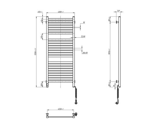 Полотенцесушитель Navin Авангард Х, 1200х480х71мм, Wi-Fi, сталь, чорний муар, праве підключення (12-272055-4812), изображение 10