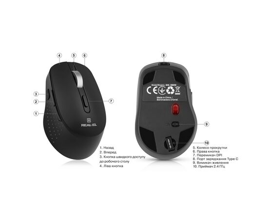 Мышка REAL-EL RM-380W Wireless Black (EL123200057), изображение 10