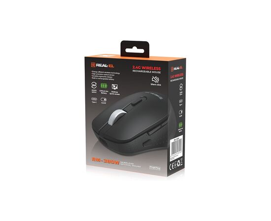 Мышка REAL-EL RM-380W Wireless Black (EL123200057), изображение 9