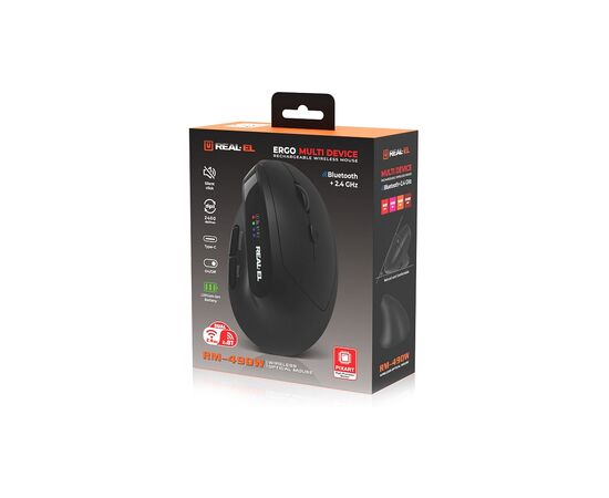 Мышка REAL-EL RM-490W Wireless/Bluetooth Black (EL123200058), изображение 8