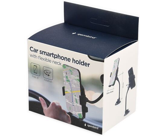 Універсальний автотримач Gembird 55-80 мм, кріплення на скло (TA-CHW-04), зображення 6