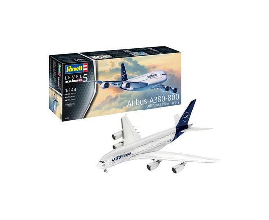 Сборная модель Revell Самолет Airbus A380-800 "Lufthansa" новая ливрея, уровень 5, 1:144 (RVL-03872)