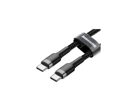 Дата кабель USB-C to USB-C 2.0m USB 3.1 3A grey-black Baseus (CATKLF-HG1), изображение 3