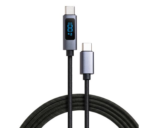 Дата кабель USB-C to USB-C 2.0m 100W LCD Display Nylon Black Vinga (VYDCCC22100D)