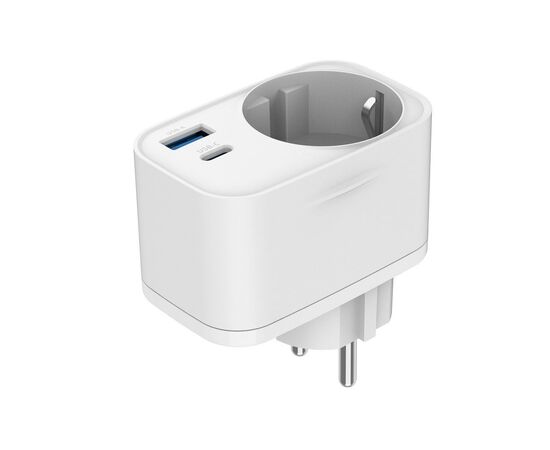 Зарядний пристрій Gembird 1xUSB-C PD20W + 1xUSB QC3.0 + Schuko white (TA-ACPDQC20-01-W), зображення 2