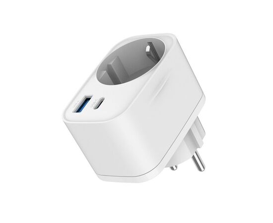 Зарядний пристрій Gembird 1xUSB-C PD20W + 1xUSB QC3.0 + Schuko white (TA-ACPDQC20-01-W), зображення 3