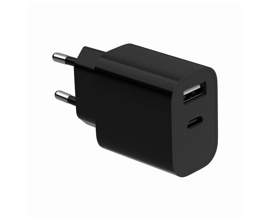 Зарядний пристрій Gembird 1xUSB-C + 1xUSB 12W black (TA-UC-2AC12-01-BK)