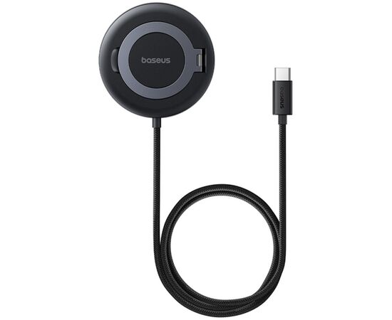 Зарядное устройство Baseus Simple Mini4 Magnetic Wireless Charging Stand Qi2 15W Cosmic Black (P10273300121-01), изображение 2