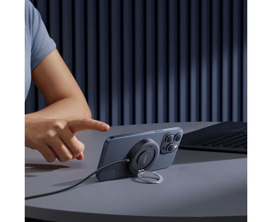 Зарядное устройство Baseus Simple Mini4 Magnetic Wireless Charging Stand Qi2 15W Cosmic Black (P10273300121-01), изображение 9