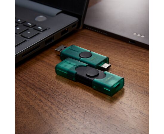 USB флеш накопитель Kingston 128GB DataTraveler Duo USB 3.2 / Type-C Black/Green (DTDEG2/128GB), изображение 10