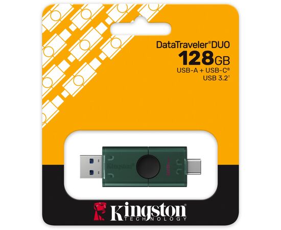 USB флеш накопитель Kingston 128GB DataTraveler Duo USB 3.2 / Type-C Black/Green (DTDEG2/128GB), изображение 6
