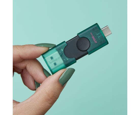 USB флеш накопитель Kingston 256GB DataTraveler Duo USB 3.2 / Type-C Black/Green (DTDEG2/256GB), изображение 8