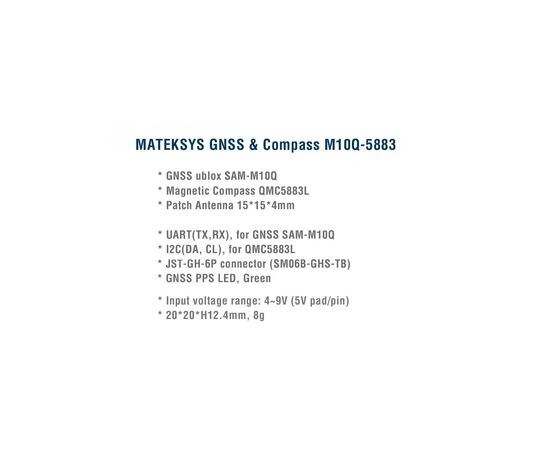 GPS модуль для дрона MATEK M10Q-5883 GNSS + Compass (M10Q5883), изображение 5