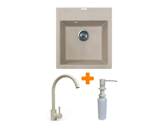Мойка кухонная Adamant Brick Avena + змішувач та дозатор (4824296209706)