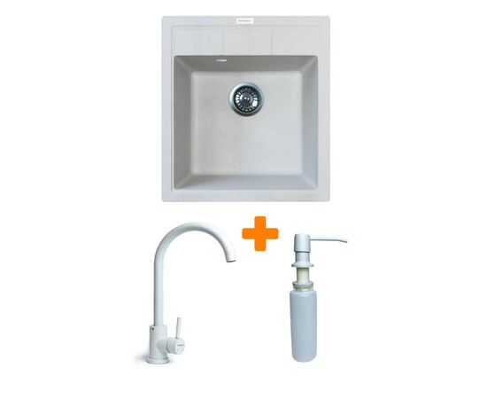 Мойка кухонная Adamant Brick Old stone + змішувач та дозатор (4824296209710)