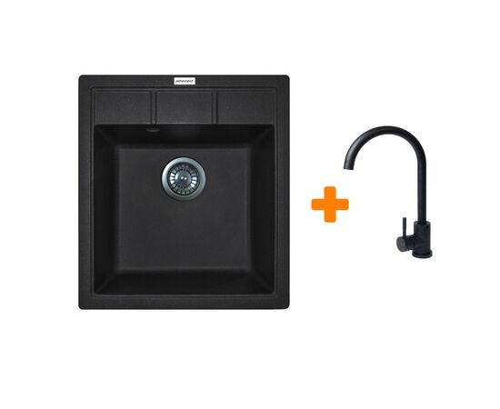 Мойка кухонная Adamant Brick чорний + змішувач (4824296209203)