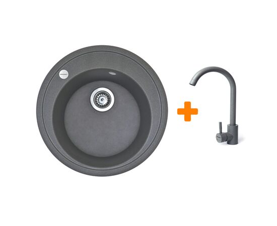 Мойка кухонная Adamant Sun сірий + змішувач (4824296910104)