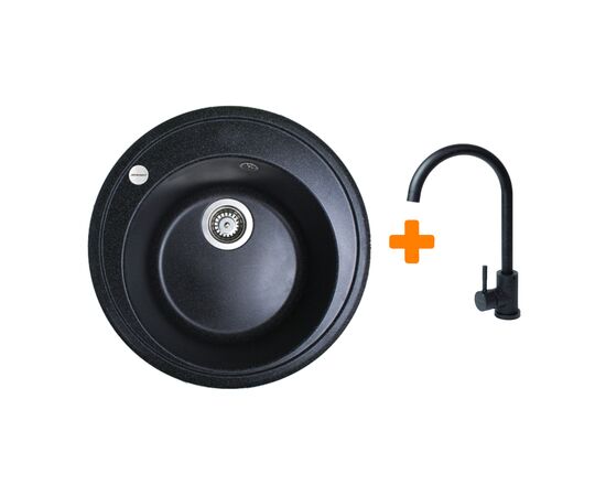 Мойка кухонная Adamant Sun чорний + змішувач (4824296910103)