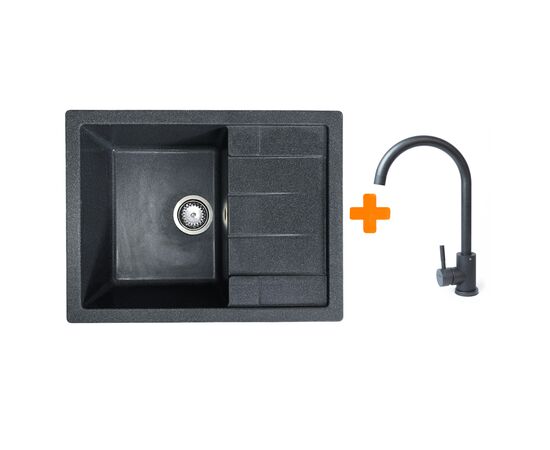 Мойка кухонная Adamant Anila графіт + змішувач (182496910313)