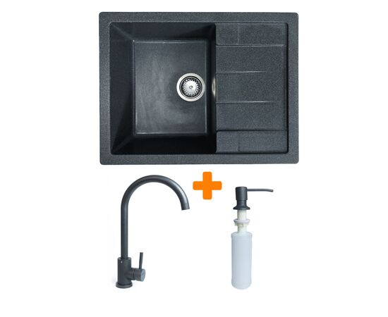 Мойка кухонная Adamant Anila графіт + змішувач та дозатор (182496900313)