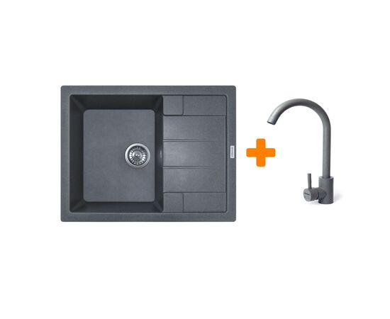 Мойка кухонная Adamant Anila сірий + змішувач (182496910304)