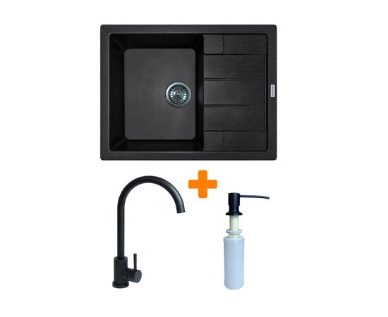 Мийка кухонна Adamant Anila чорний + змішувач та дозатор (182496900303)