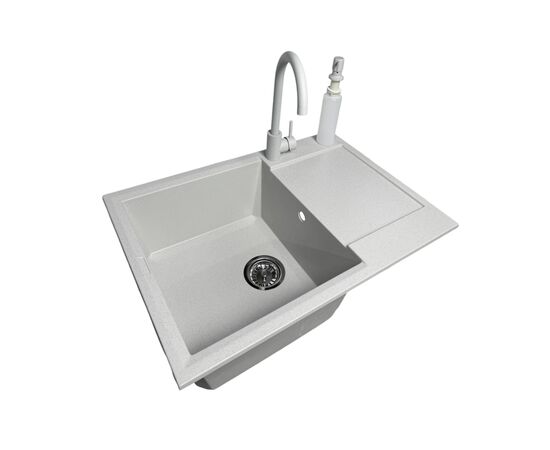 Мойка кухонная Adamant Horizon Medium Old Stone + змішувач та дозатор (4824296104510)