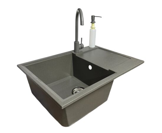 Мийка кухонна Adamant Horizon Medium сірий + змішувач та дозатор (4824296104504)