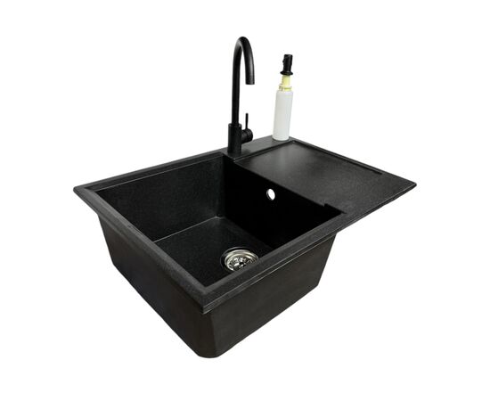 Мойка кухонная Adamant Horizon Medium чорний + змішувач та дозатор (4824296104503)