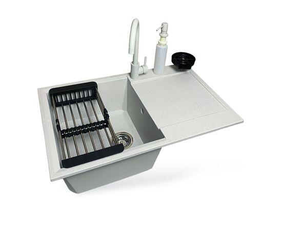 Мойка кухонная Adamant Horizon Old stone + змішувач + дозатор + ополіскувач склянок + кол (4824296106310)