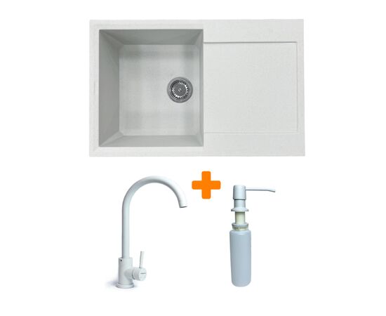 Мийка кухонна Adamant Horizon Old stone + змішувач + дозатор (182496901510)