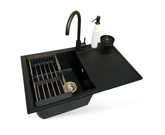 Мийка кухонна Adamant Horizon антрацит + змішувач + дозатор + ополіскувач склянок + кола (4824296106315)