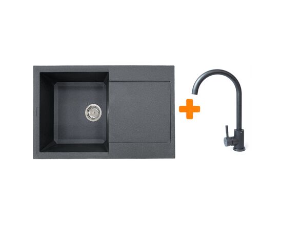 Мойка кухонная Adamant Horizon графіт + змішувач (182496911513)