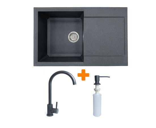 Мойка кухонная Adamant Horizon графіт + змішувач + дозатор (182496901513)