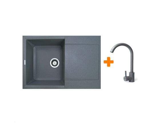 Мойка кухонная Adamant Horizon сірий + змішувач (1824296911504)
